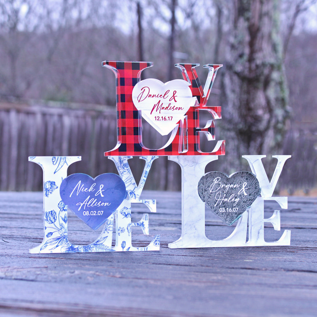 W-110 Love Heart Personalized Acrylic Cutout - Wedding Anniversary Romantic Gift