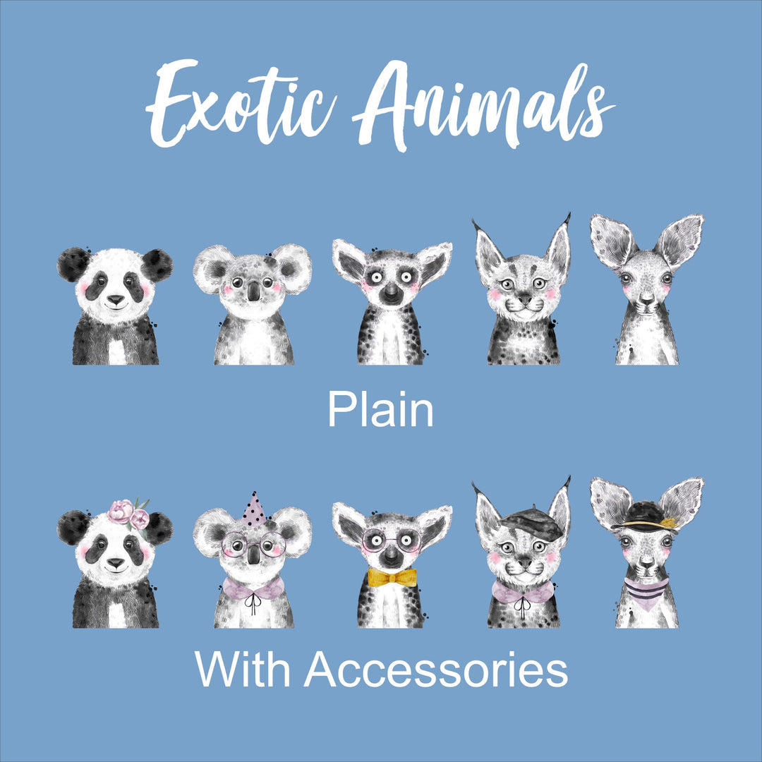 Exotic Baby Animals | Set of Painted Wooden Cutout Shapes - Back40Life (PC-002-Exotic-Set)