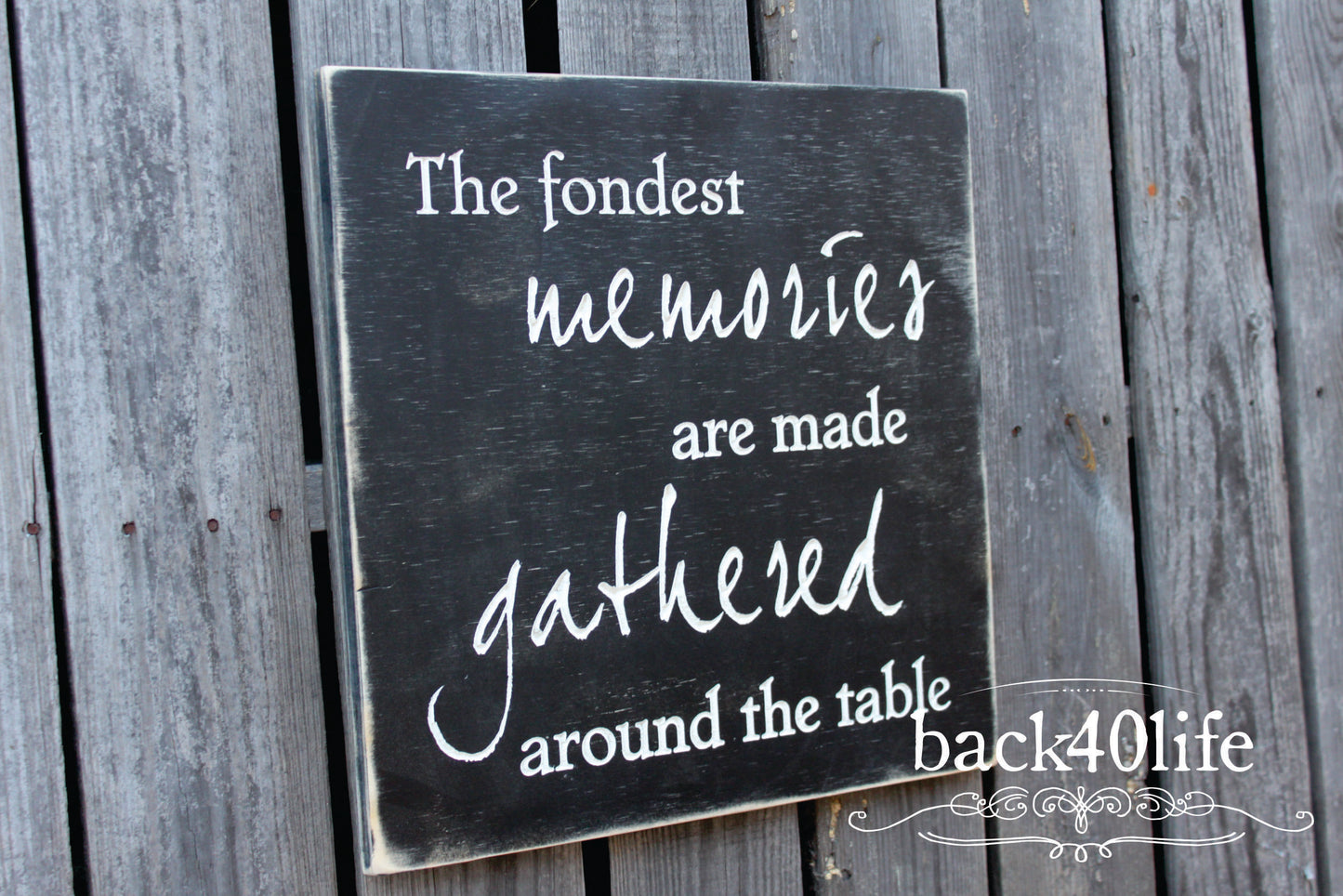 The Fondest Memories are Made Gathered Around the Table Wood Sign (I-011s)