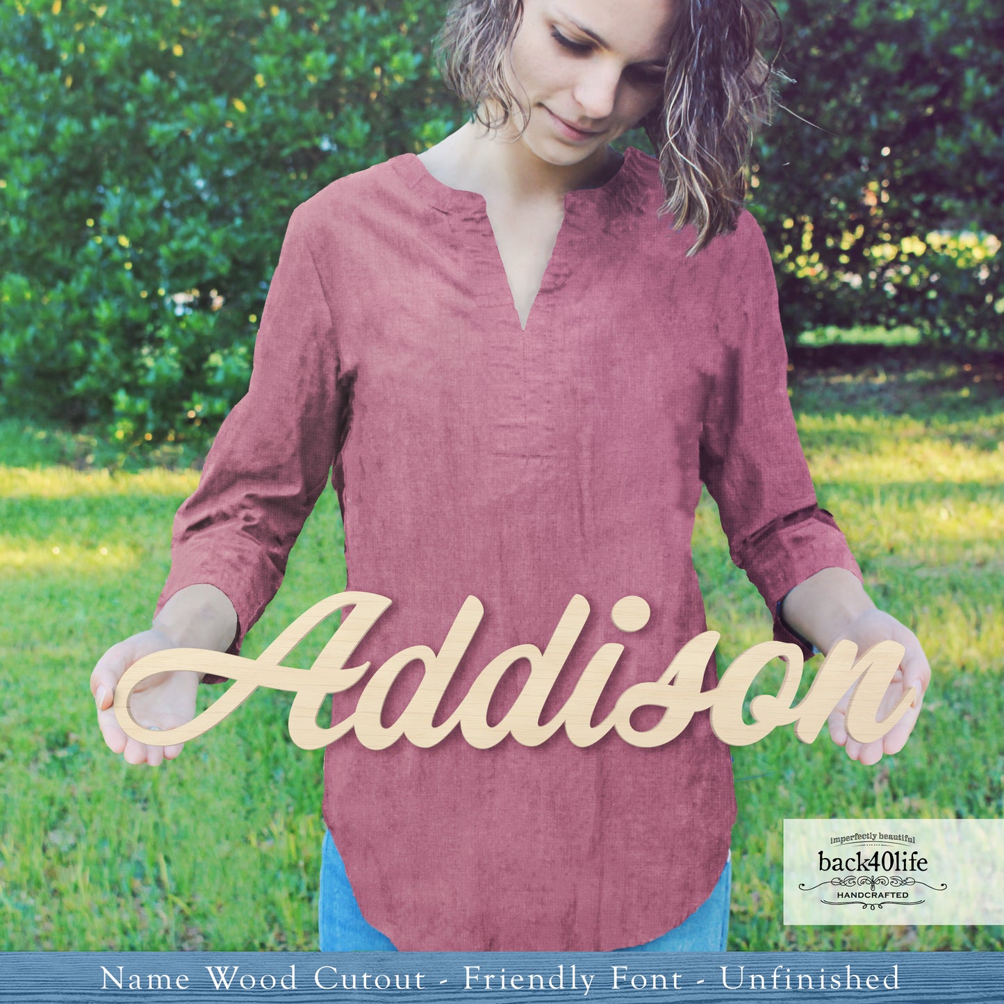 Custom Wooden Name Cutout Sign - Personalized Word Name Phrase Cutout for Boys and Girls (Friendly Font) | Back40Life