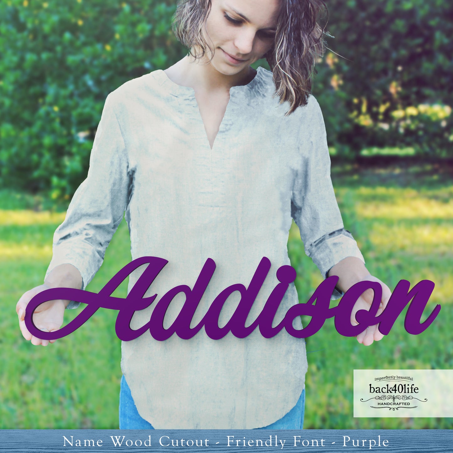 Custom Wooden Name Cutout Sign - Personalized Word Name Phrase Cutout for Boys and Girls (Friendly Font) | Back40Life