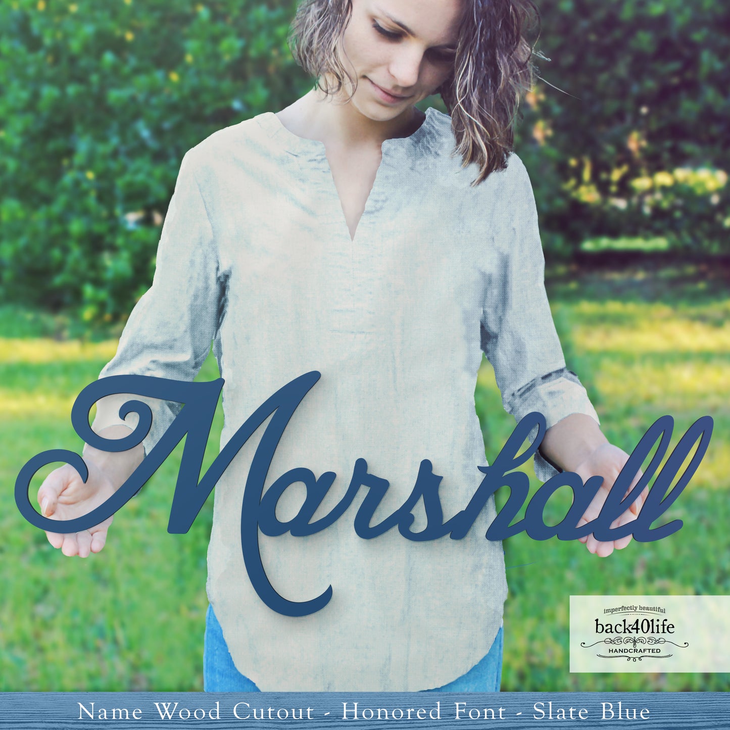 Custom Wooden Name Cutout Sign - Personalized Word Name Phrase Cutout for Boys and Girls (Honored Font) | Back40Life