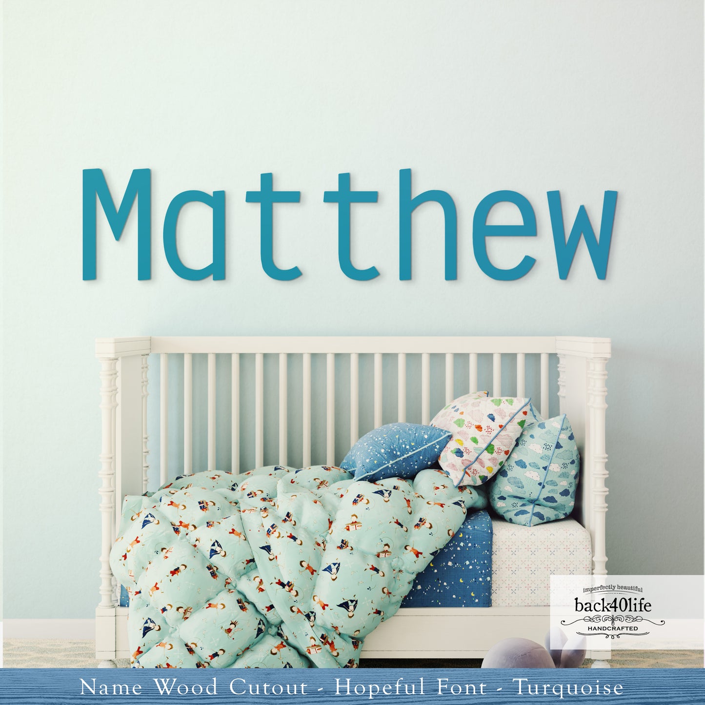 Custom Wooden Name Cutout Sign - Personalized Word Name Phrase Cutout for Boys and Girls (Hopeful Font) | Back40Life