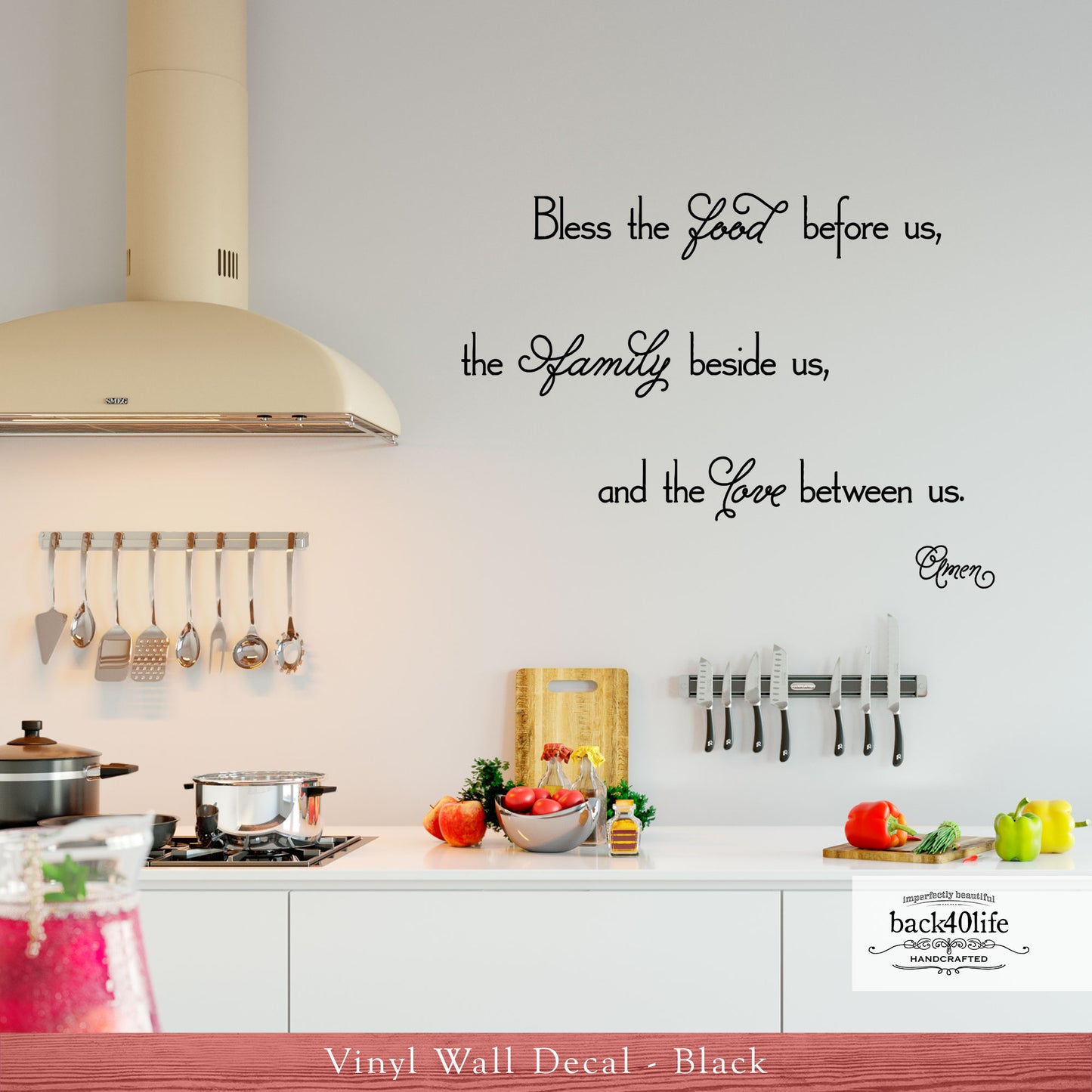 Bless the Food Vinyl Wall Decal (I-034)