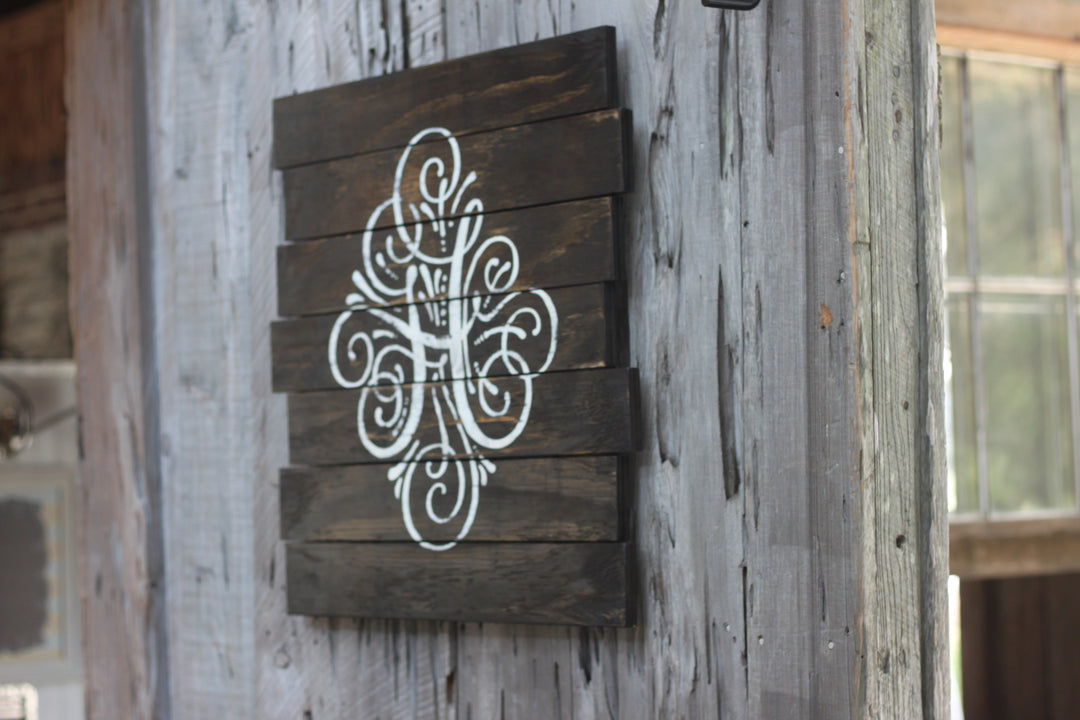 Monogram Initial Pallet-Style Wood Sign (W-062)