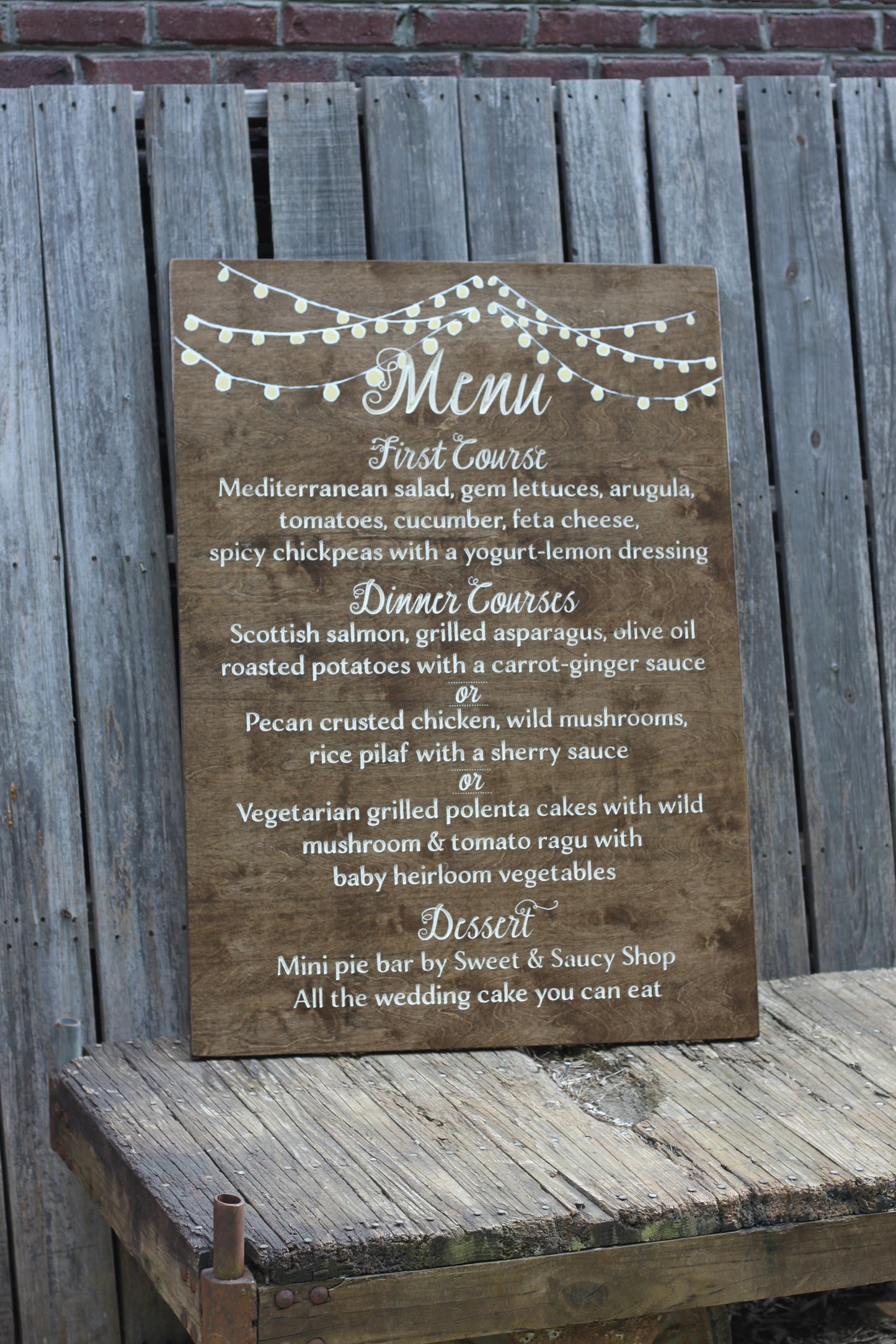 Wedding Reception Menu Painted Wooden Sign (W-044)