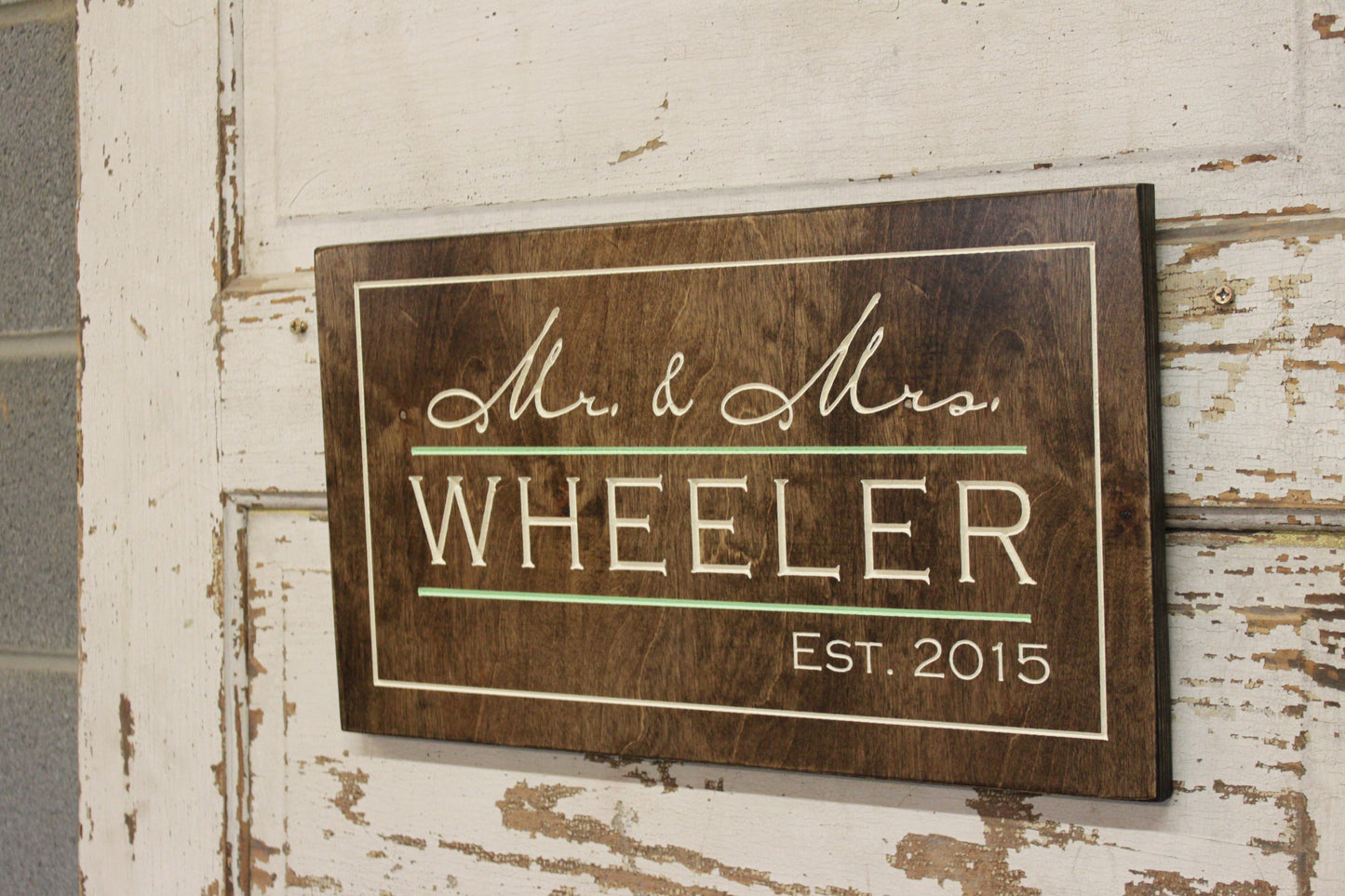 Family Name and Date Wood Sign - The Hendricks (S-028)