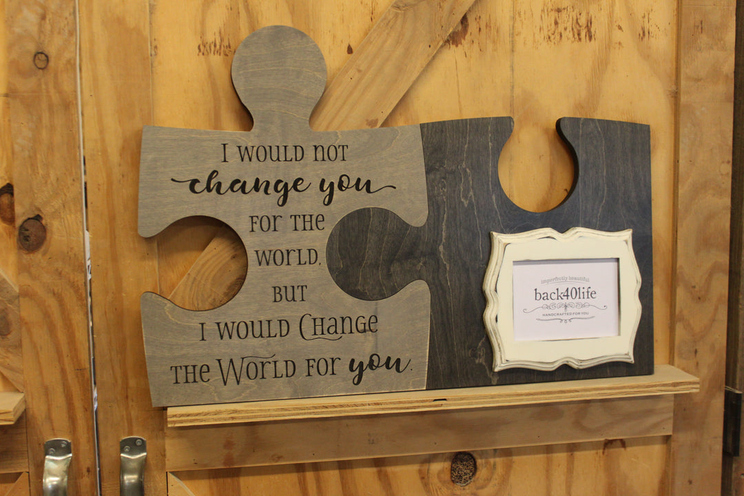 Change the World Kid's Wooden Puzzle Picture Frame (S-101)