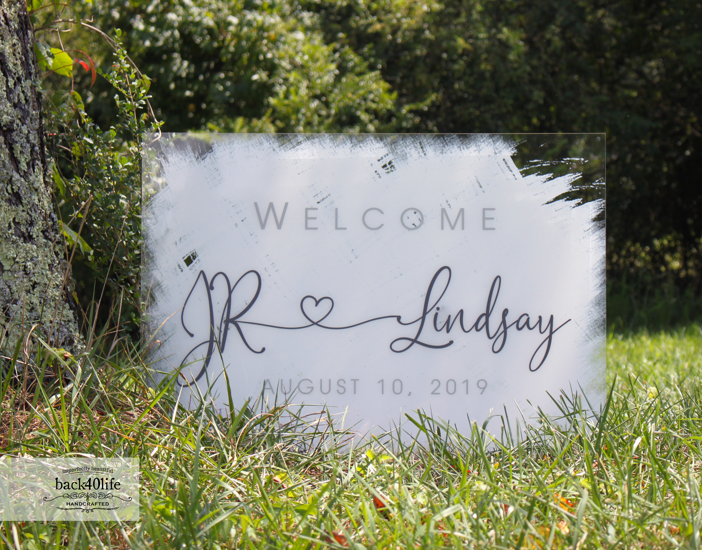 Brushed Paint Acrylic Wedding Sign (W-104)