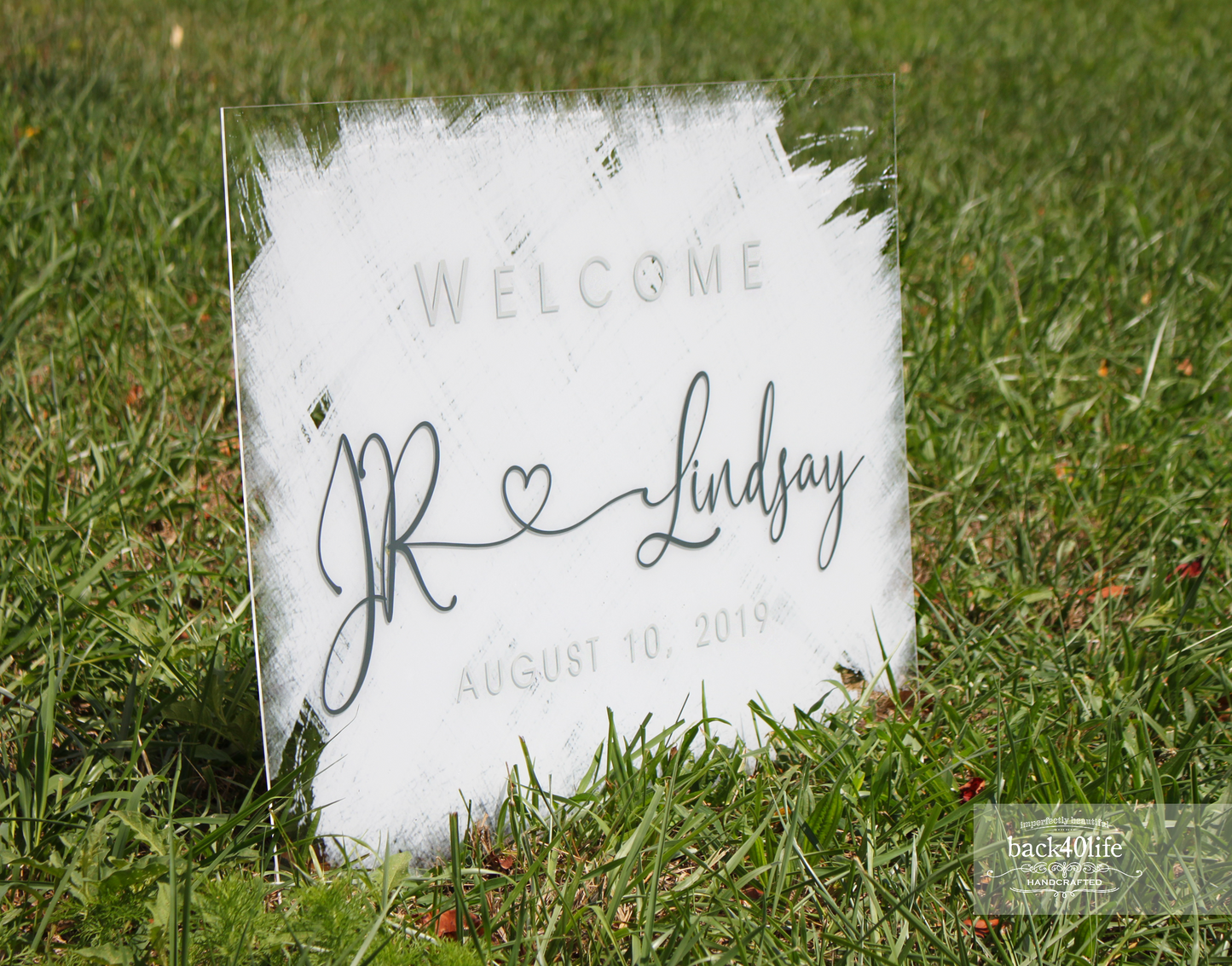 Brushed Paint Acrylic Wedding Sign (W-104)