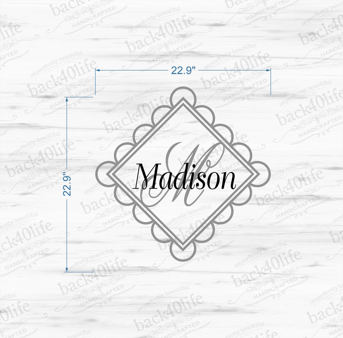 Curly Initial Monogram Vinyl Wall Decal (K-022)