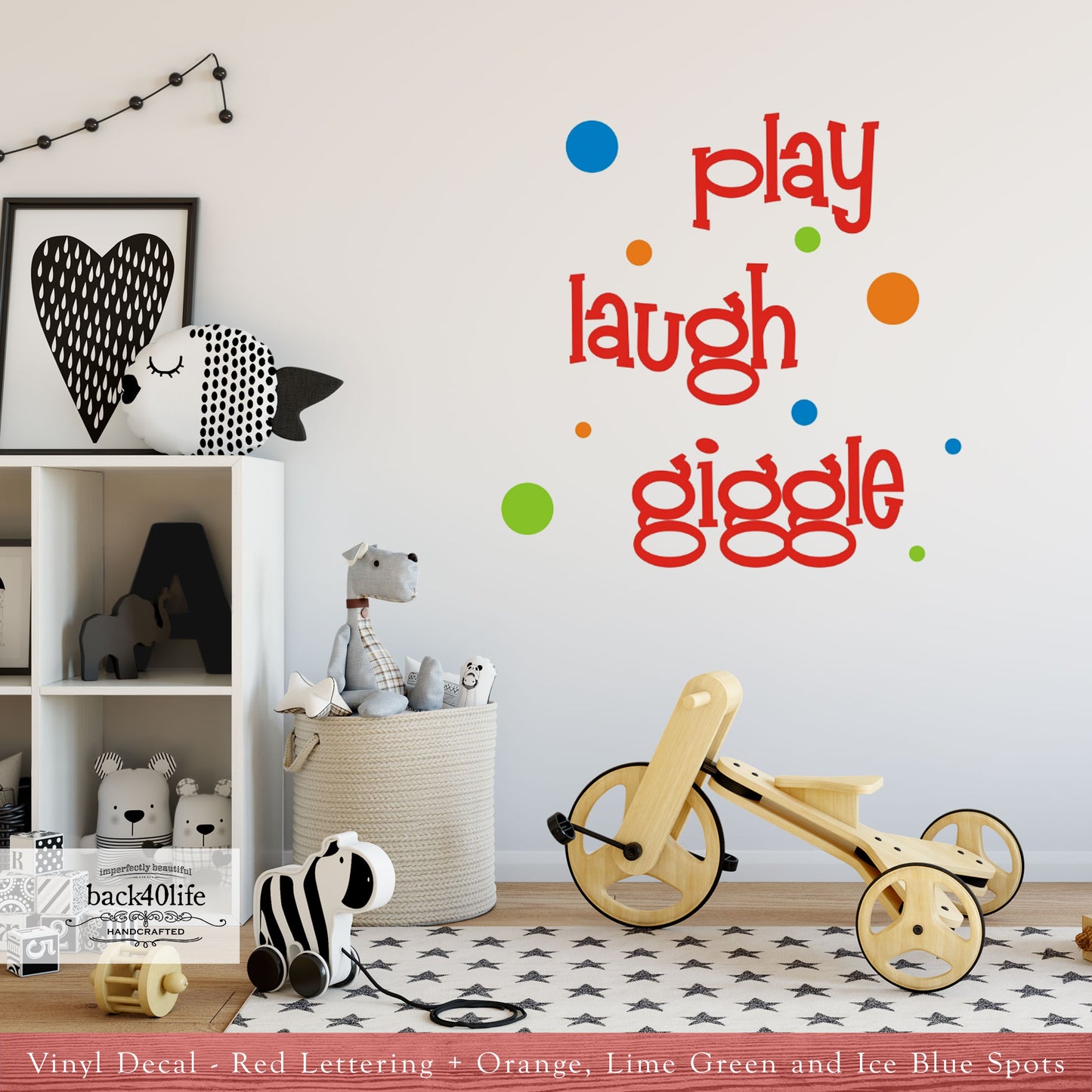 Play Laugh Giggle Vinyl Wall Decal (K-031a)