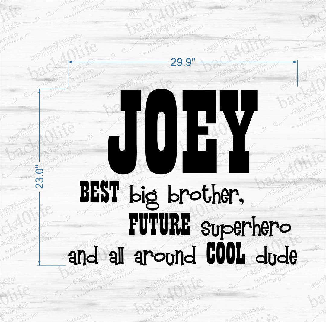 Best Big Brother with Personalized Name Vinyl Wall Decal (K-033d)
