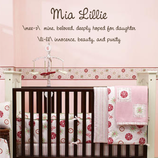 Name and Definition for Girls Vinyl Wall Decal (K-034a)