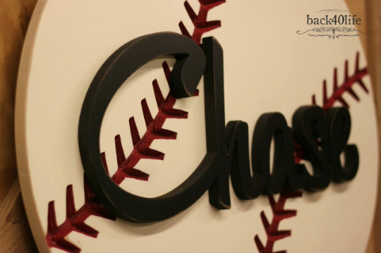 Kid's Name Cutout and Baseball Wooden Sign - The Chase (K-040)