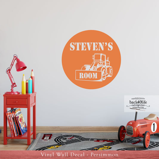 Construction Zone with Name Vinyl Wall Decal (K-045c)