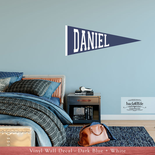 Name Pennant Vinyl Wall Decal (K-046)