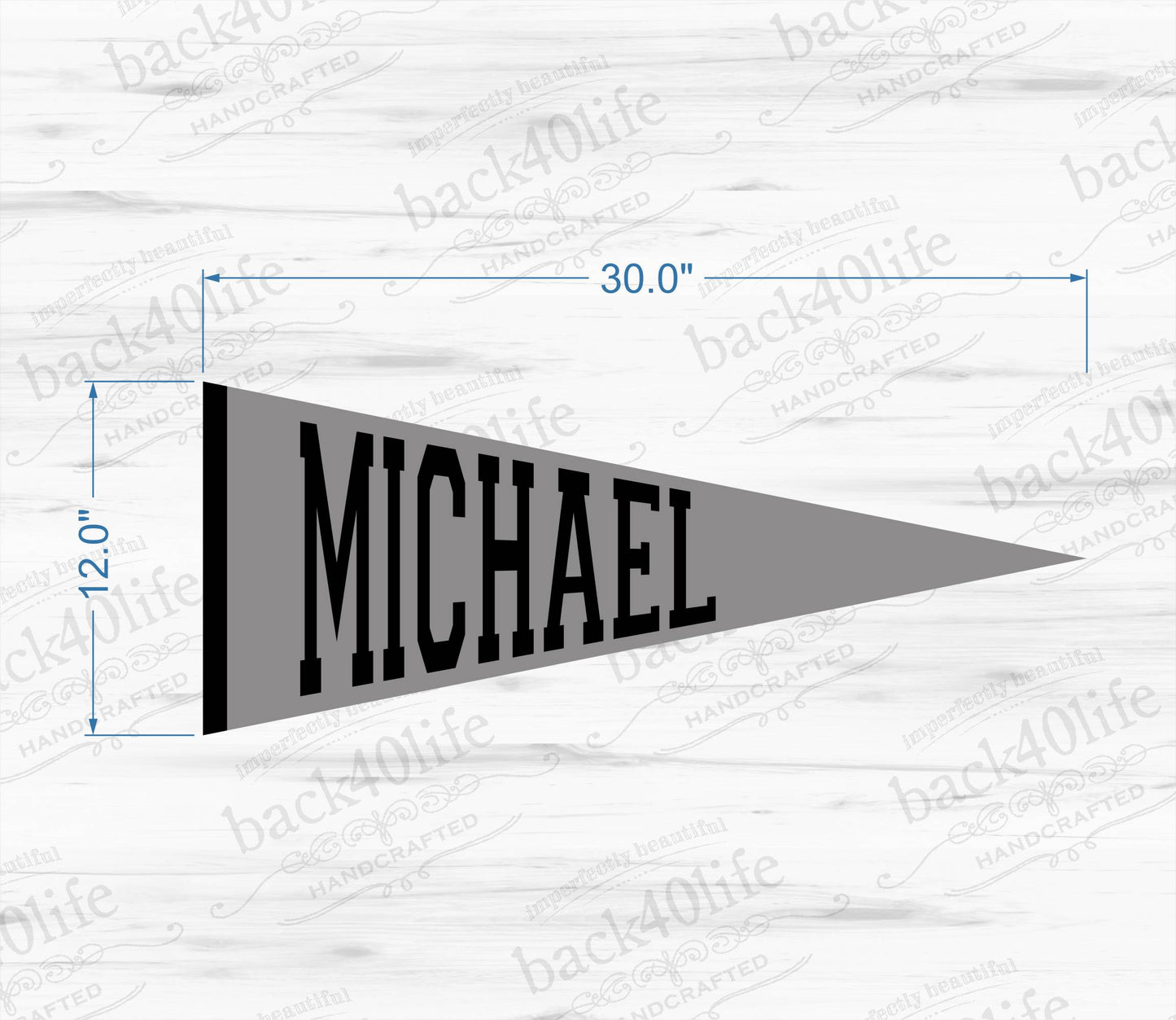Name Pennant Vinyl Wall Decal (K-046)
