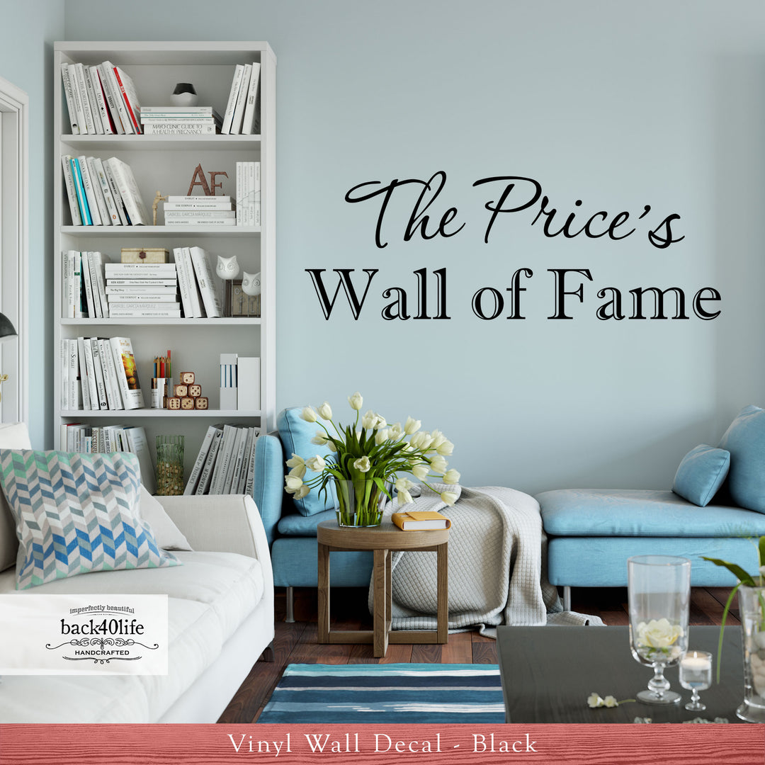 Wall of Fame Personalized Family or School Vinyl Wall Decal (K-049)