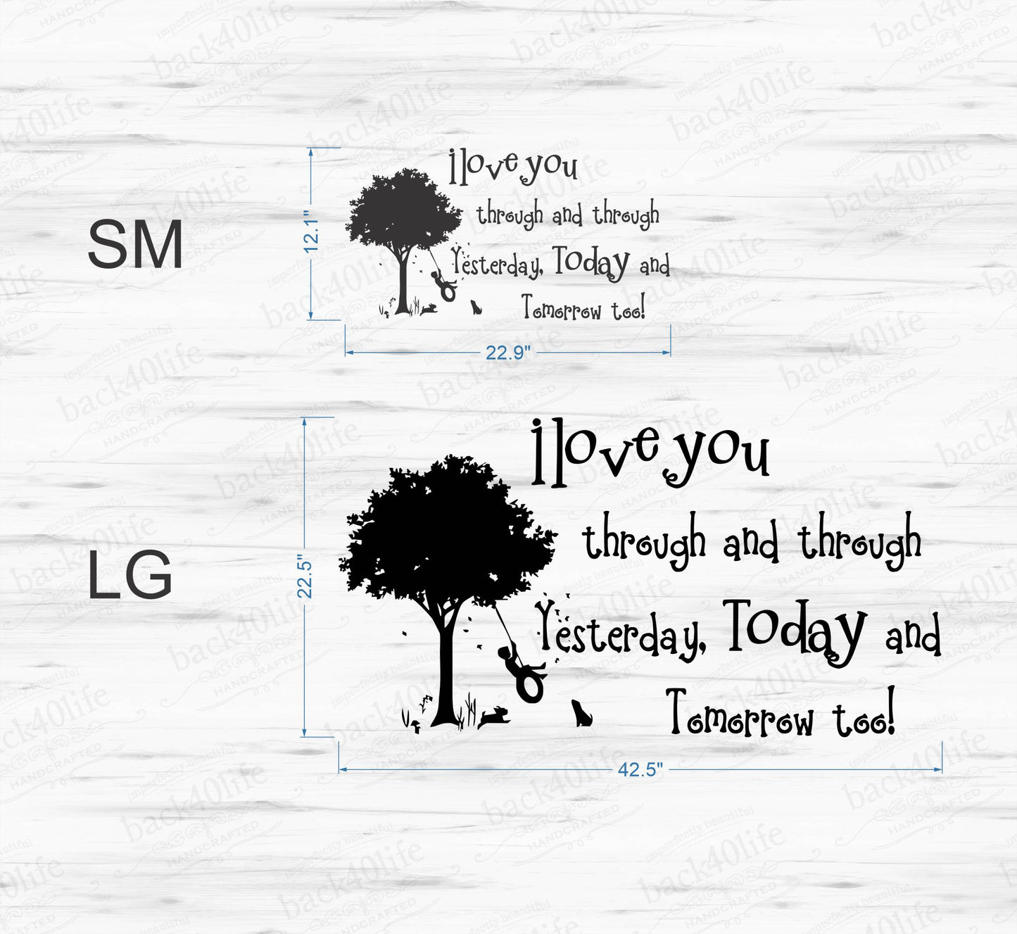I Love You Through and Through Tire Swing Vinyl Wall Decal (K-063a)