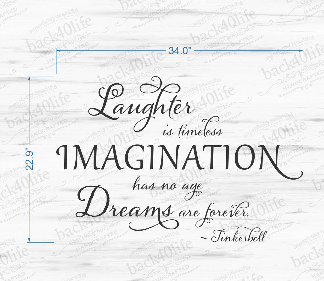 Laughter is Timeless - Tinkerbell Quote Vinyl Wall Decal (K-065)