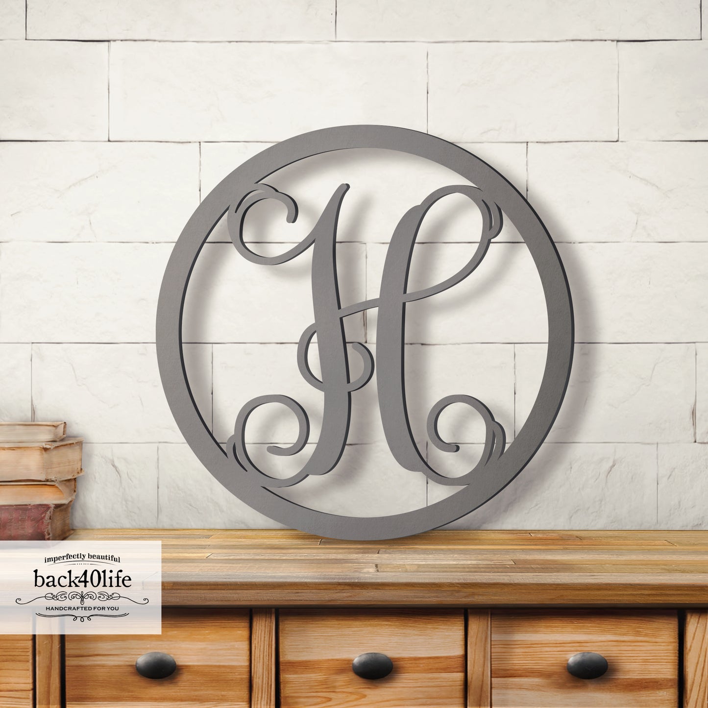 Precision Cut Vines Circle Wood Monogram Letter (LC-03)