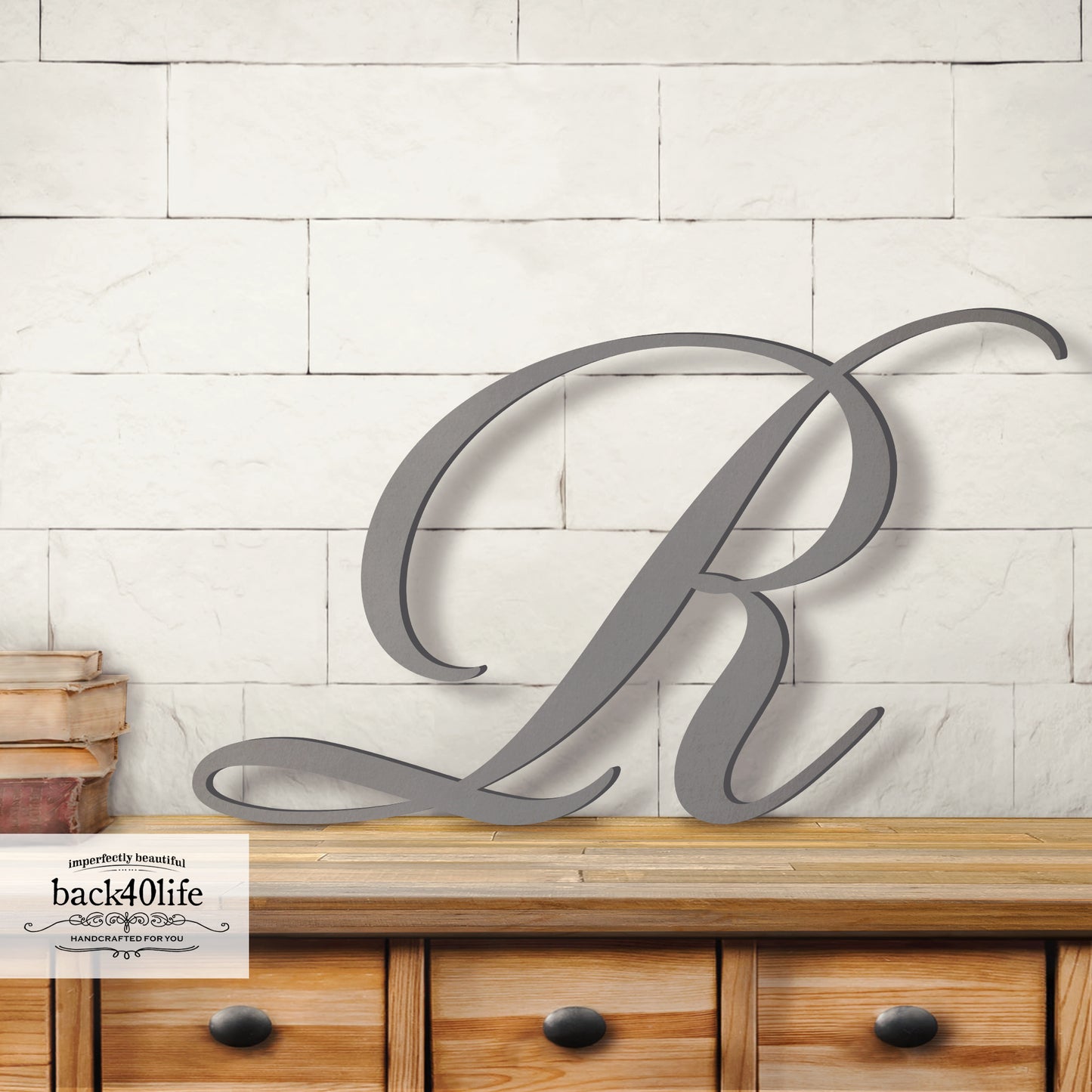 Precision Cut Wood Posh Calligraphy Script Monogram Letter (LC-08)