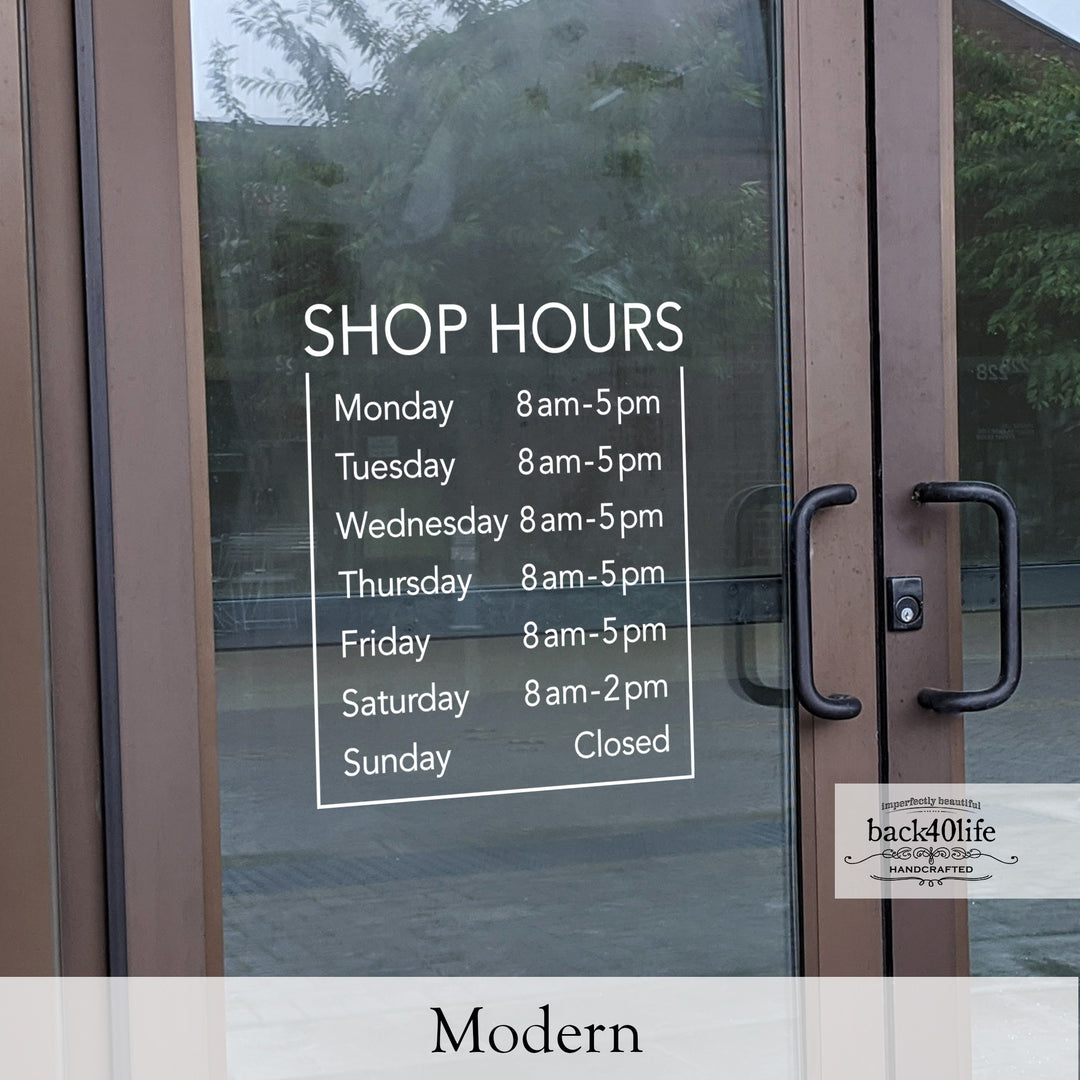 Store Shop Business Hours Vinyl Decal (E-006d)