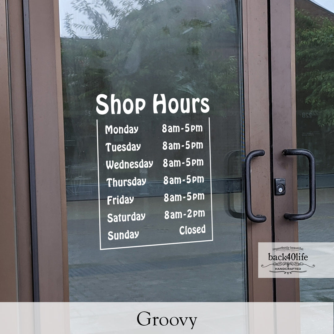 Store Shop Business Hours Vinyl Decal (E-006d)