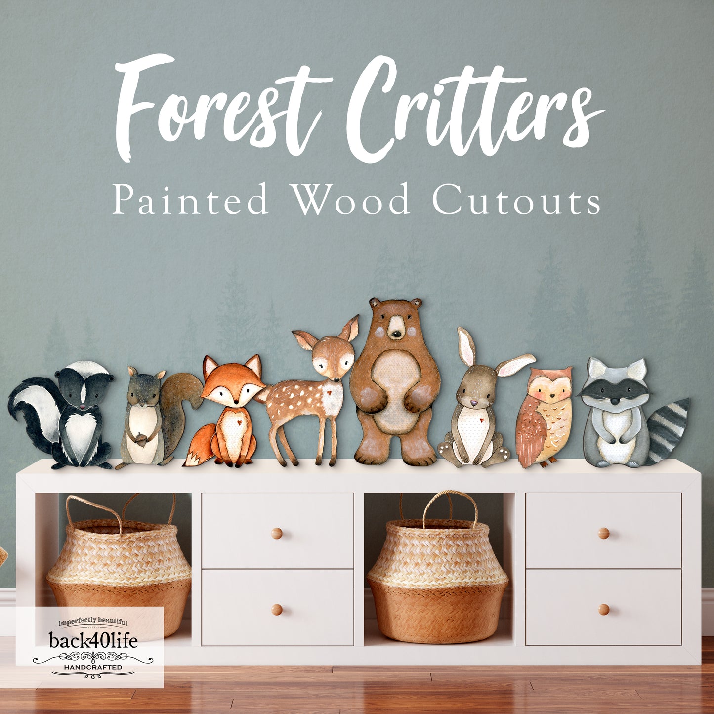 Forest Critters | Set of Painted Wooden Cutout Shapes - Back40Life (PC-001-Set)