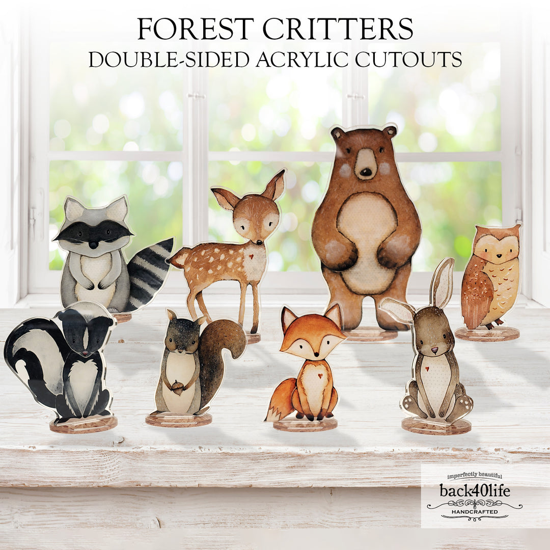 Forest Critters | Set of Double-Sided Acrylic Cutout Shapes - Back40Life (PC-001-D)