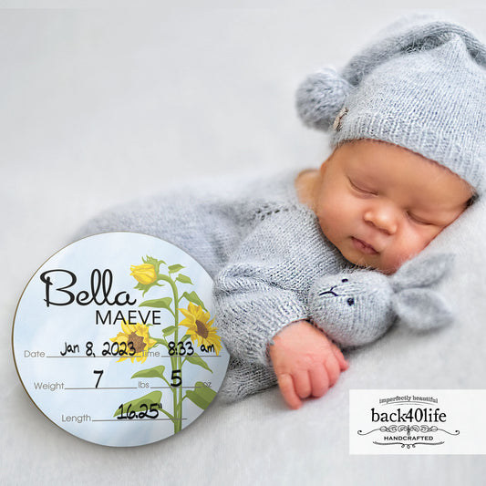 Wooden Birth Stats Picture Prop Sign for Boys and Girls (BST-010) - Back40Life