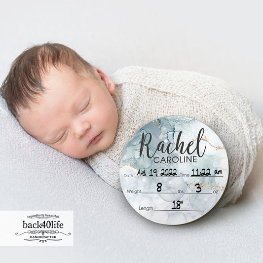 Wooden Birth Stats Picture Prop Sign for Boys and Girls (BST-017) - Back40Life