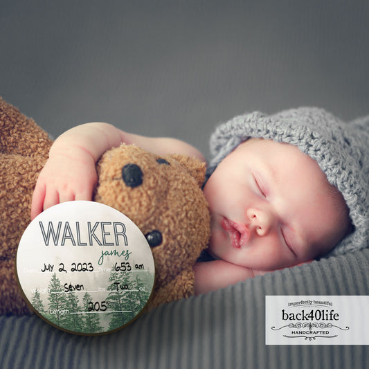 Wooden Birth Stats Picture Prop Sign for Boys and Girls (BST-001) - Back40Life