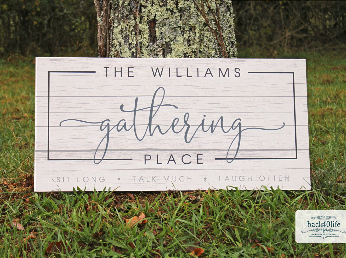 The Gathering Place Personalized Framed Wood Sign (S-106)