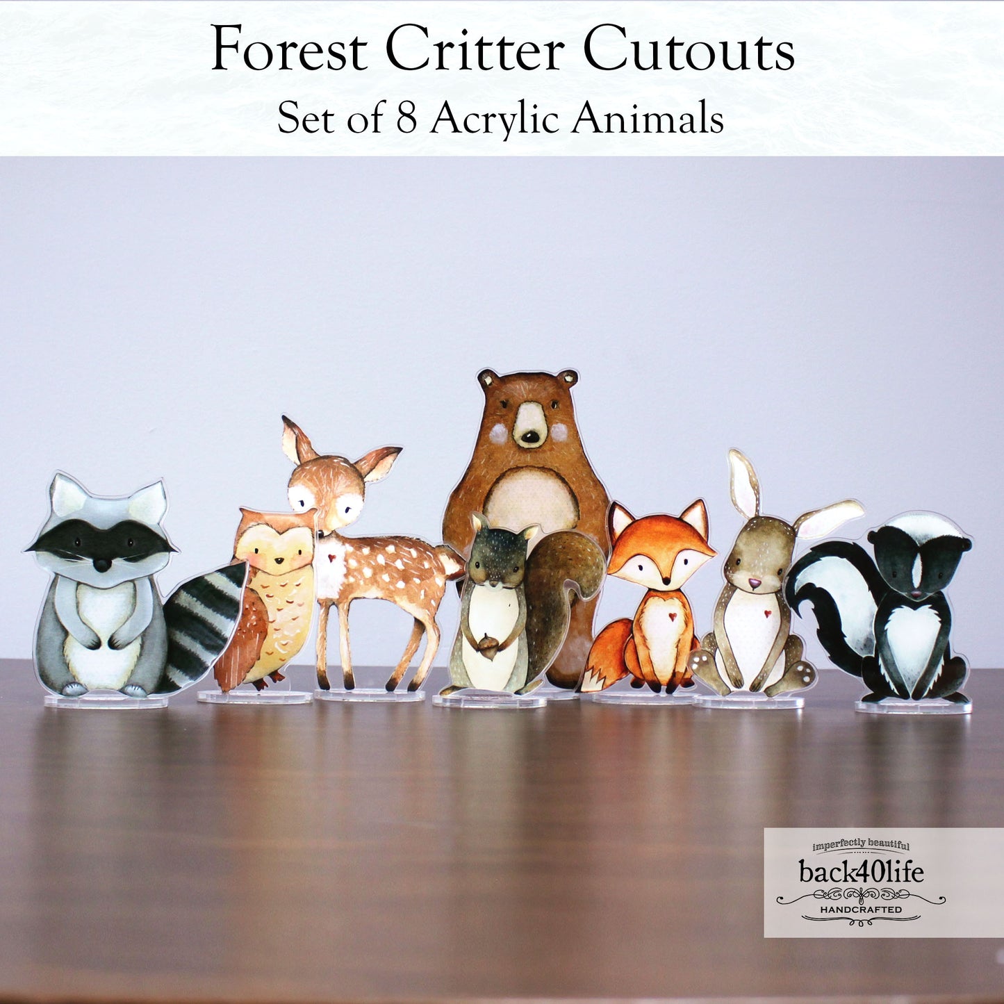 Forest Critters | Set of Double-Sided Acrylic Cutout Shapes - Back40Life (PC-001D)