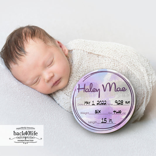 Wooden Birth Stats Picture Prop Sign for Boys and Girls (BST-016) - Back40Life