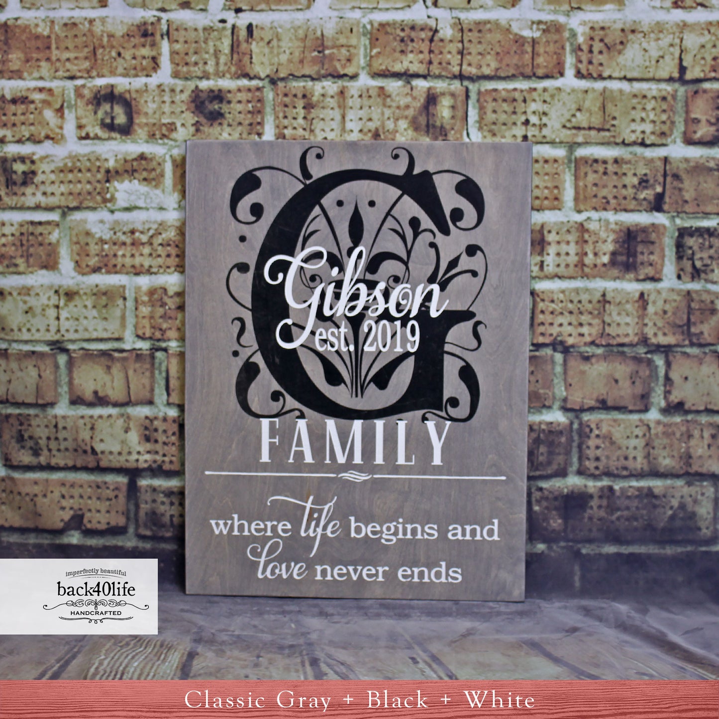 Family Name with Monogram Wood Sign - The McCrary (S-040)