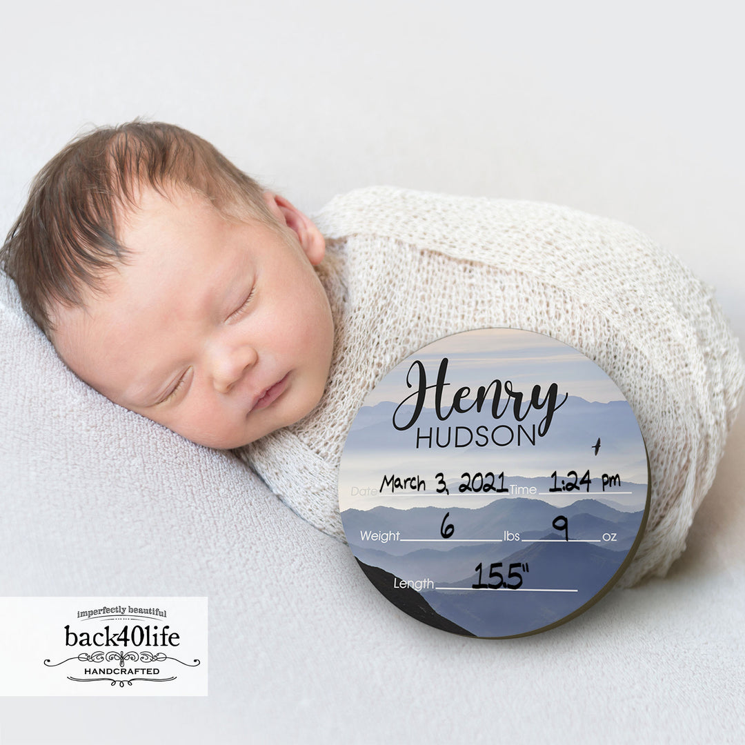 Wooden Birth Stats Picture Prop Sign for Boys and Girls (BST-005) - Back40Life