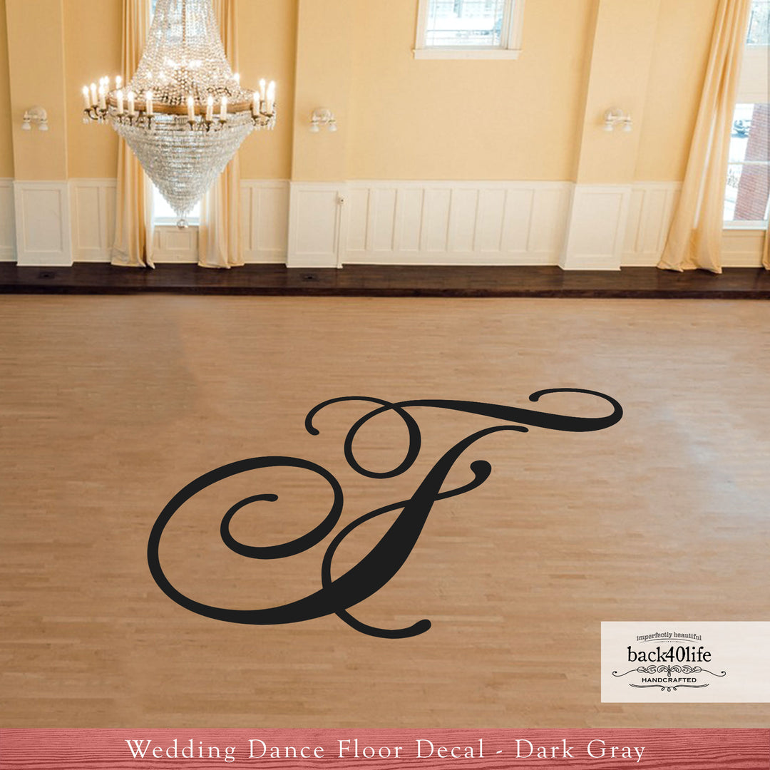 Monogram Wedding Reception Dance Floor Vinyl Decal (W-002)