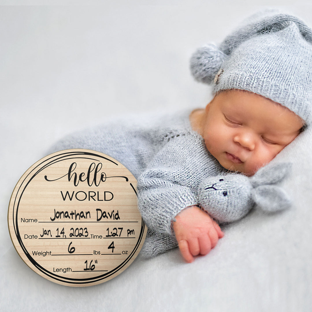 Wooden Birth Stats Picture Prop Sign for Boys and Girls (BST-019) - Back40Life