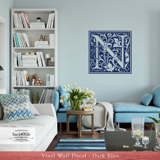 Fancy Scrollwork Monogram Vinyl Wall Decal (S-002d)