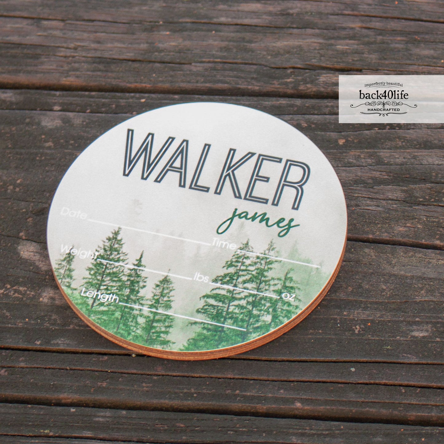 Wooden Birth Stats Picture Prop Sign for Boys and Girls (BST-001) - Back40Life