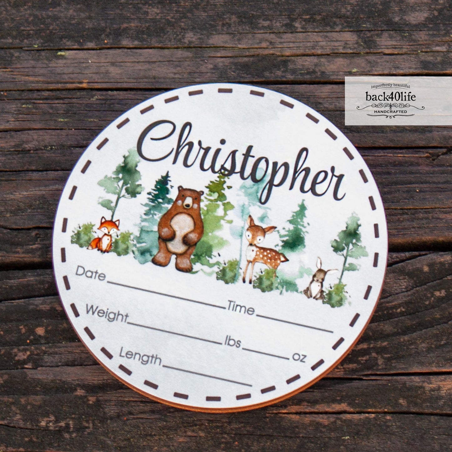 Wooden Birth Stats Picture Prop Sign for Boys and Girls (BST-014) - Back40Life