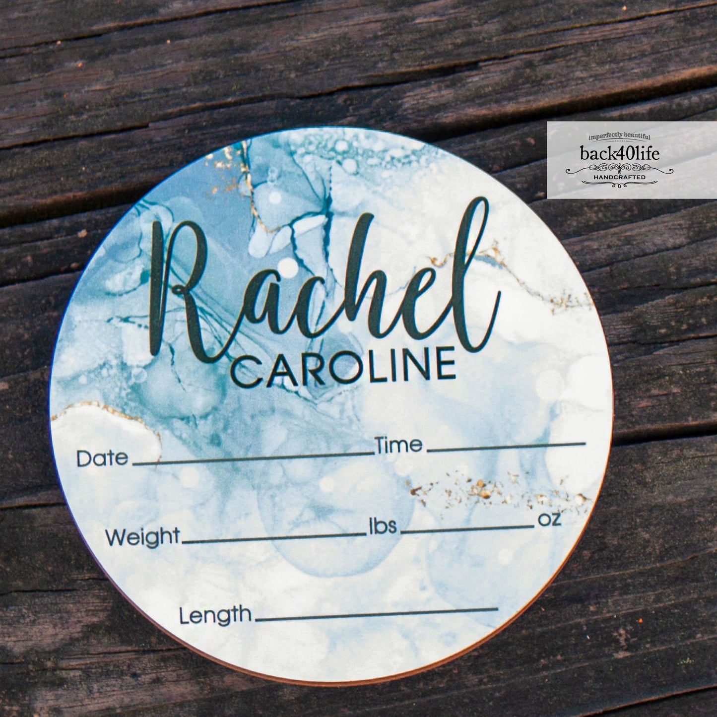 Wooden Birth Stats Picture Prop Sign for Boys and Girls (BST-017) - Back40Life