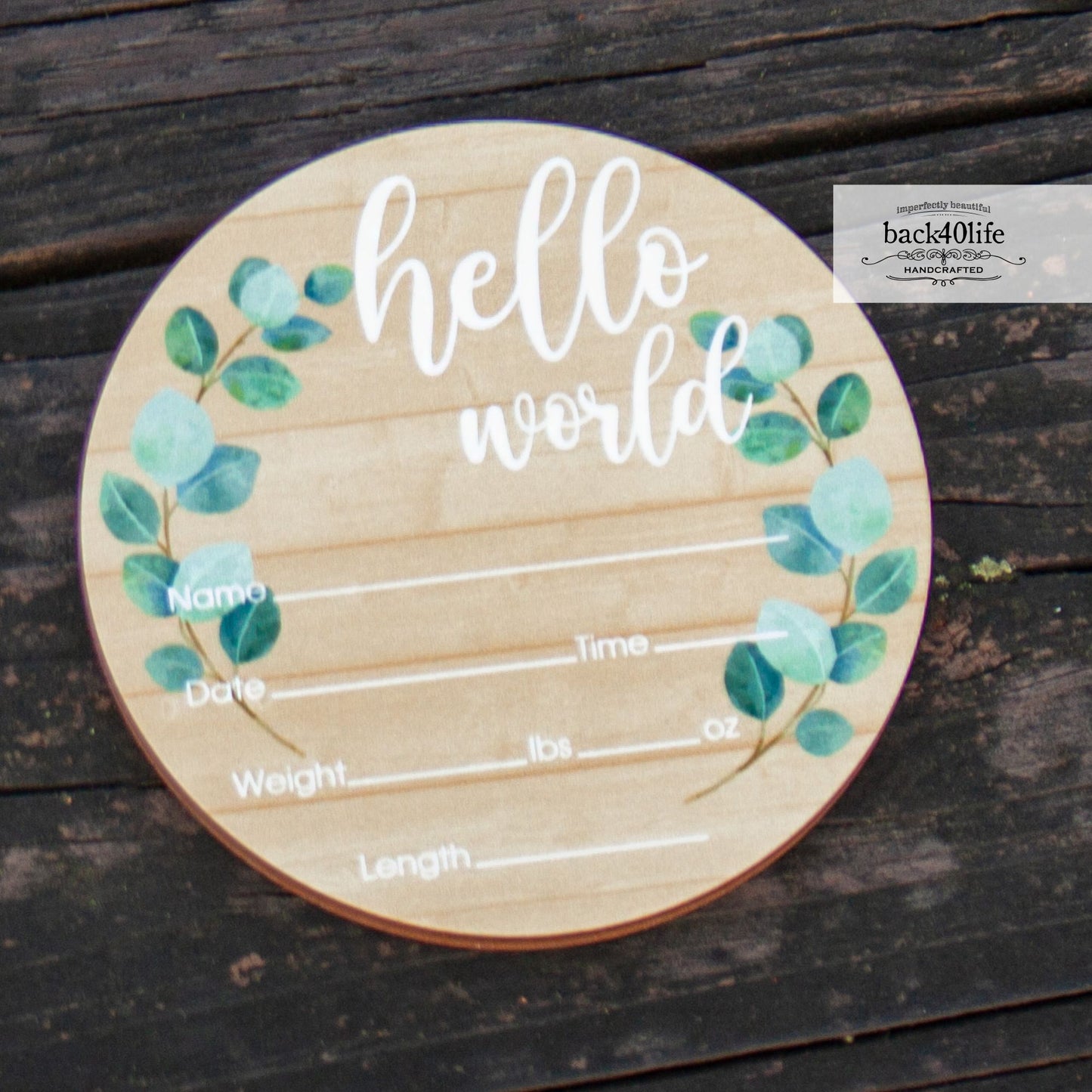 Wooden Birth Stats Picture Prop Sign for Boys and Girls (BST-020) - Back40Life