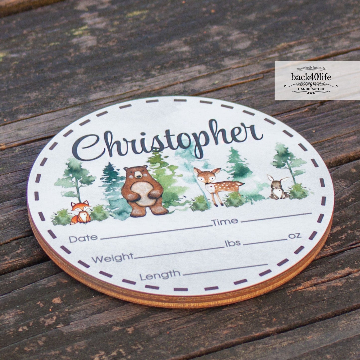 Wooden Birth Stats Picture Prop Sign for Boys and Girls (BST-014) - Back40Life