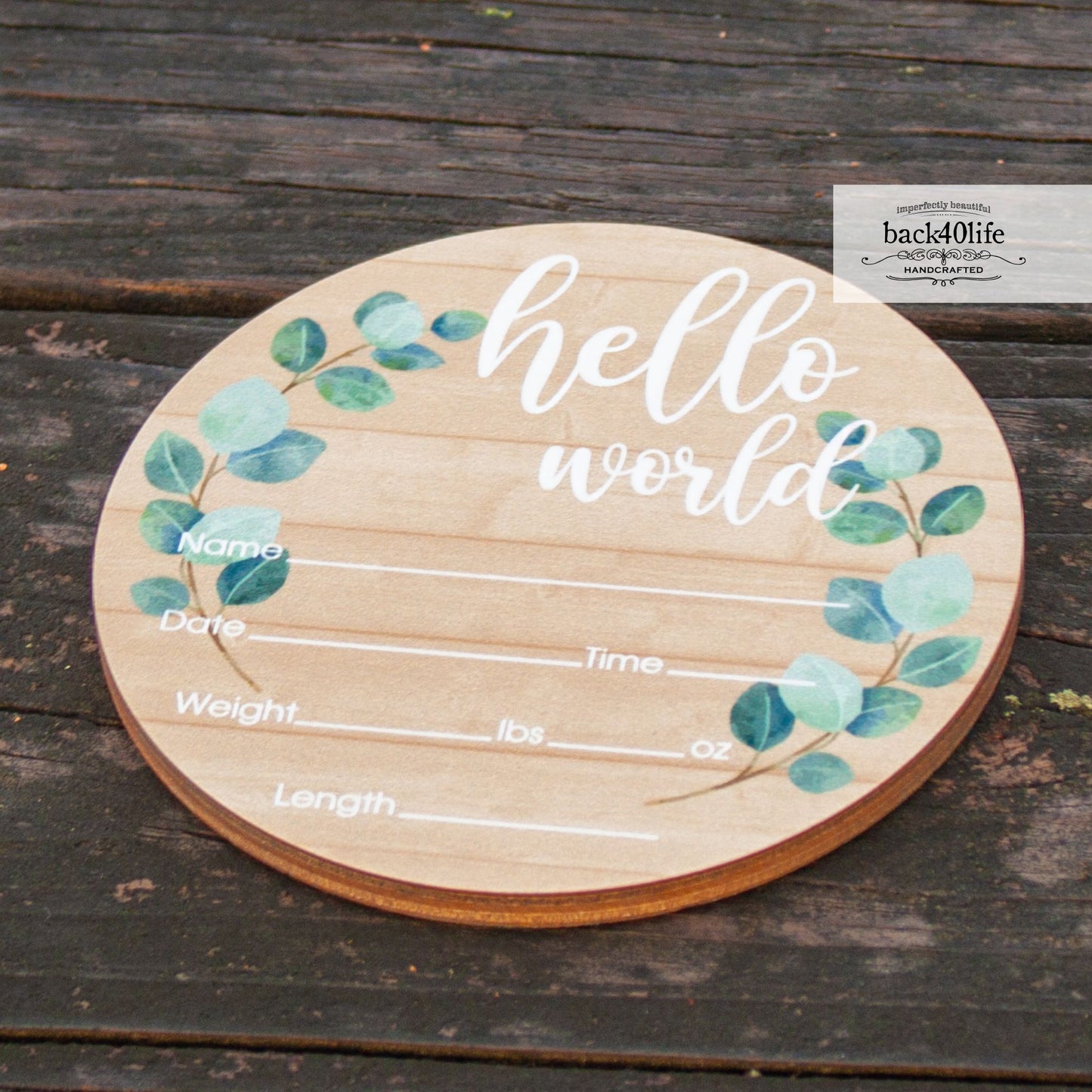 Wooden Birth Stats Picture Prop Sign for Boys and Girls (BST-020) - Back40Life