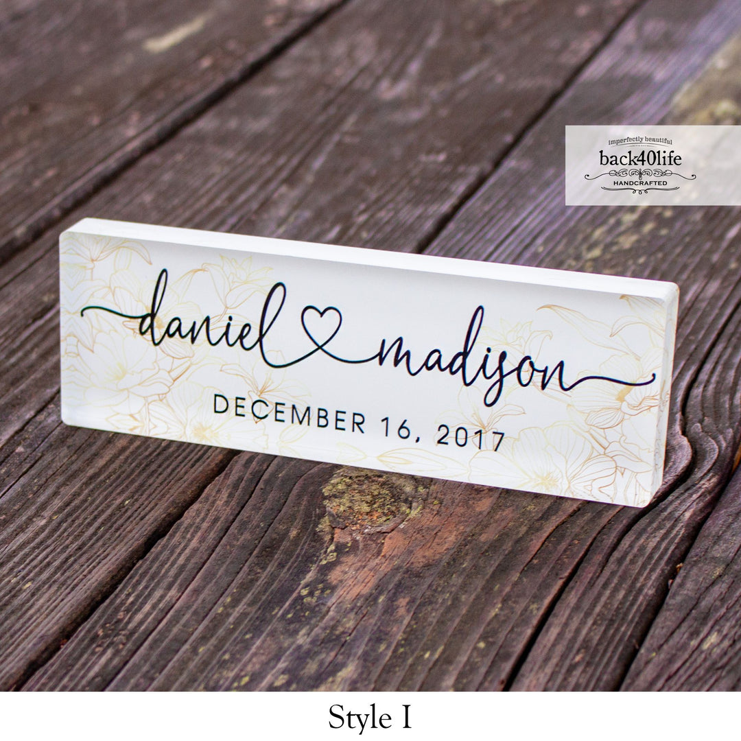 W-111 Couples Names Personalized Acrylic Block Cutout - Wedding Anniversary Romantic Gift