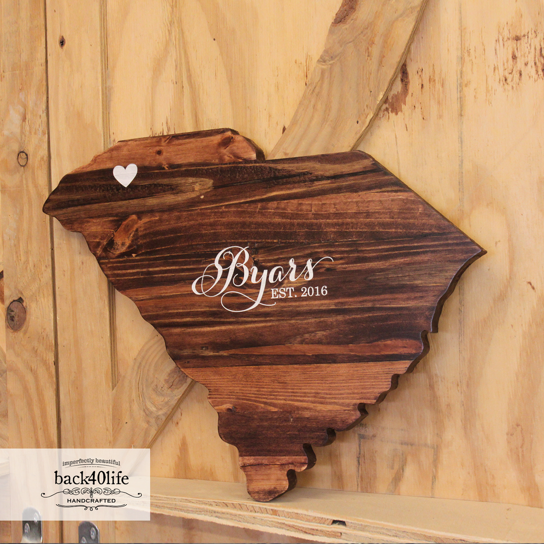 Wooden State Cutout Wedding Guestbook (W-074)
